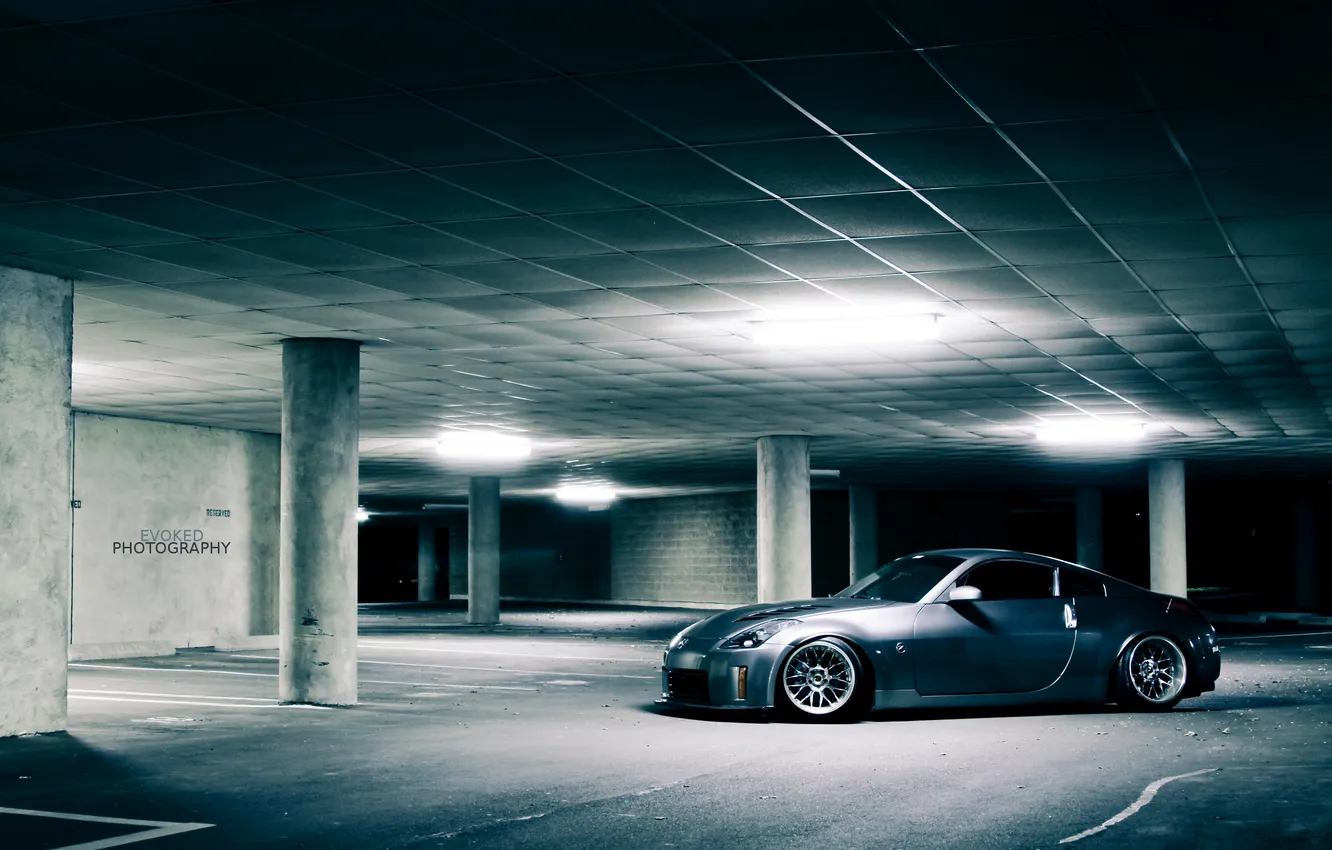 Photo wallpaper road, dark, Parking, Nissan, 350z, clear, evil&sexy 350z