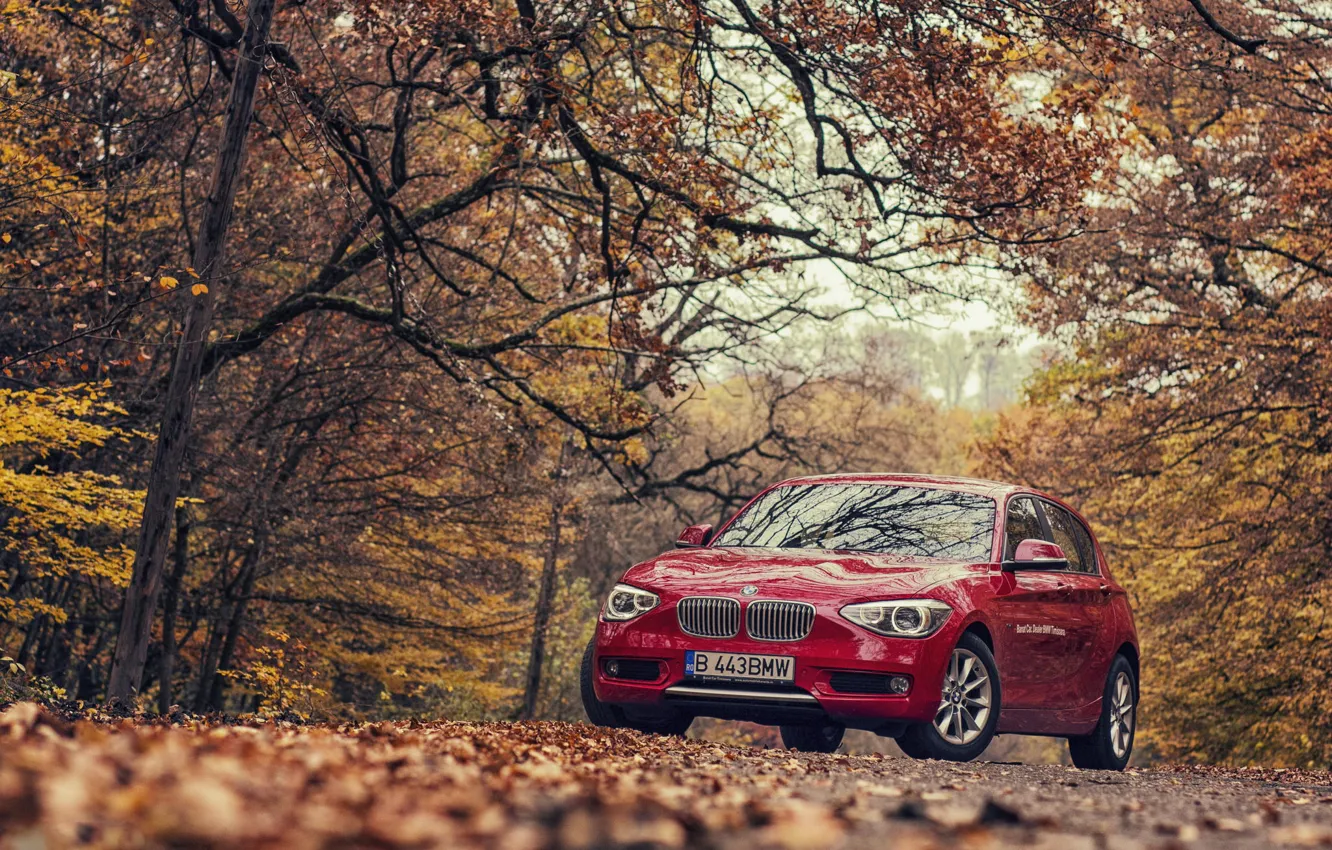 Photo wallpaper autumn, BMW, BMW, red, F20, 118D