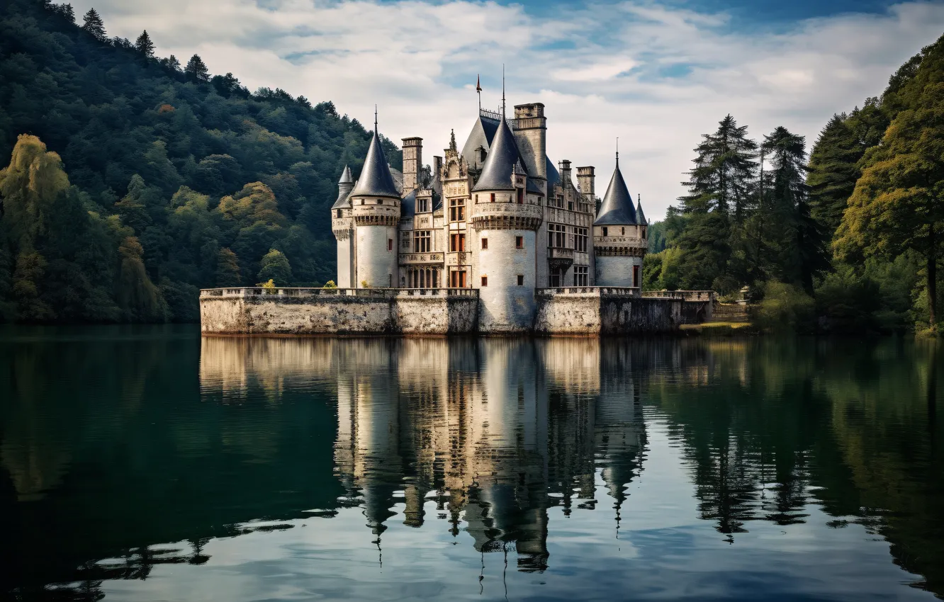 Photo wallpaper castle, landscape, view, castle, ancient