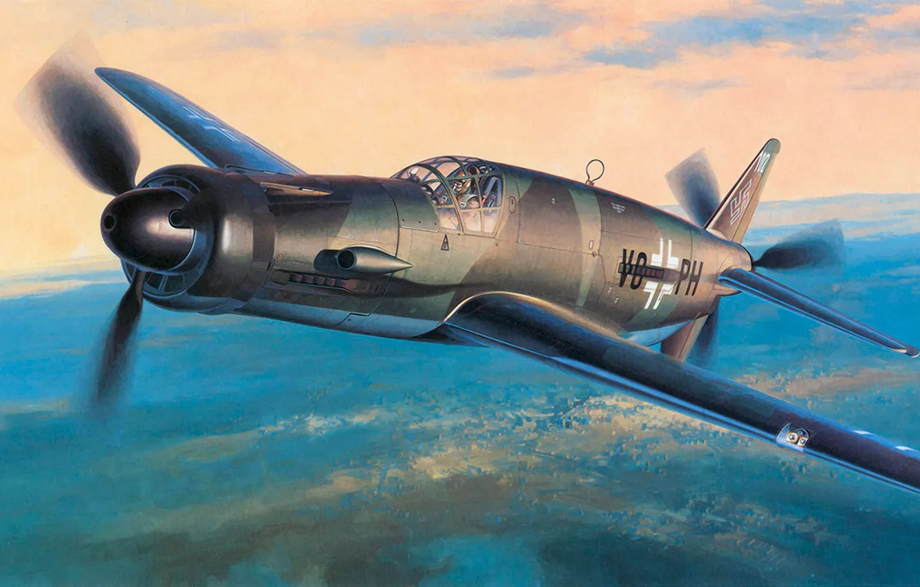 Photo wallpaper war, art, airplane, painting, aviation, jet, WW2, Dornier Do 335