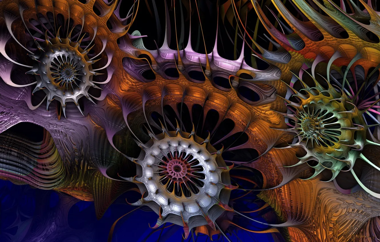 Photo wallpaper fractals, spikes, computer graphics, spikes, fractals, the game of color, color game, computer graphics