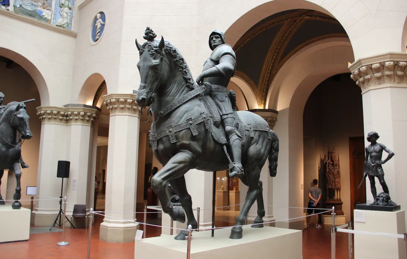 Photo wallpaper horse, armor, Moscow, male, statue, sculpture, copy, The Pushkin State Museum