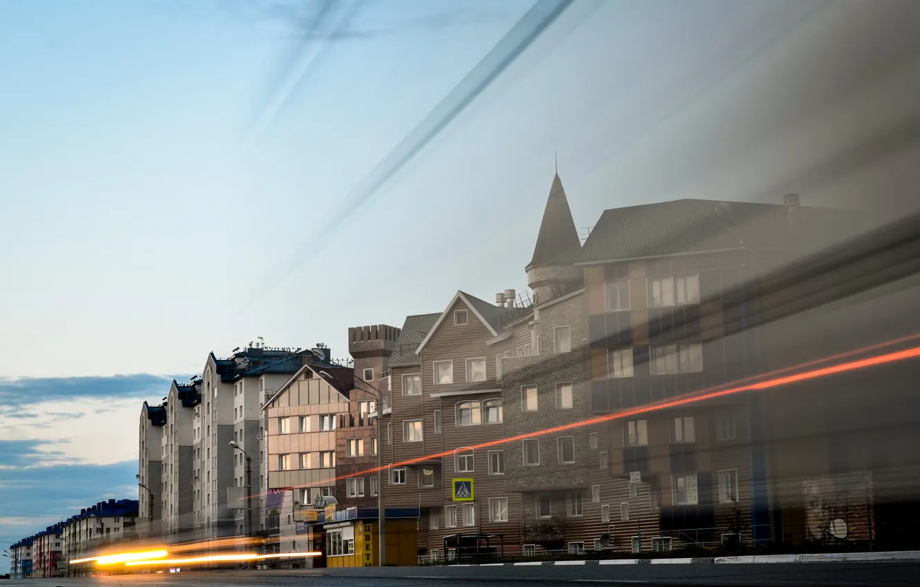 Photo wallpaper the city, lights, street