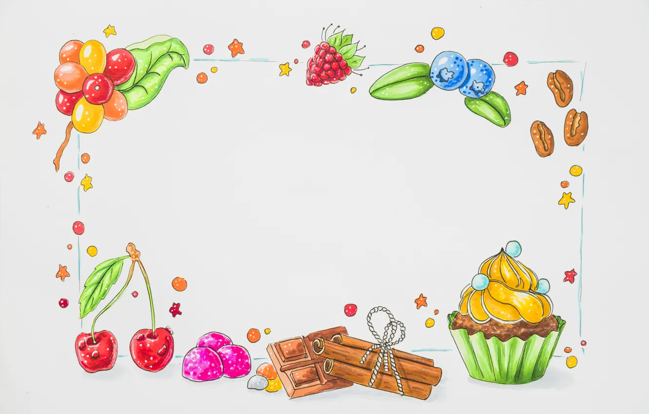 Photo wallpaper white, berries, background, frame, fruit, dessert, background, Chocolate