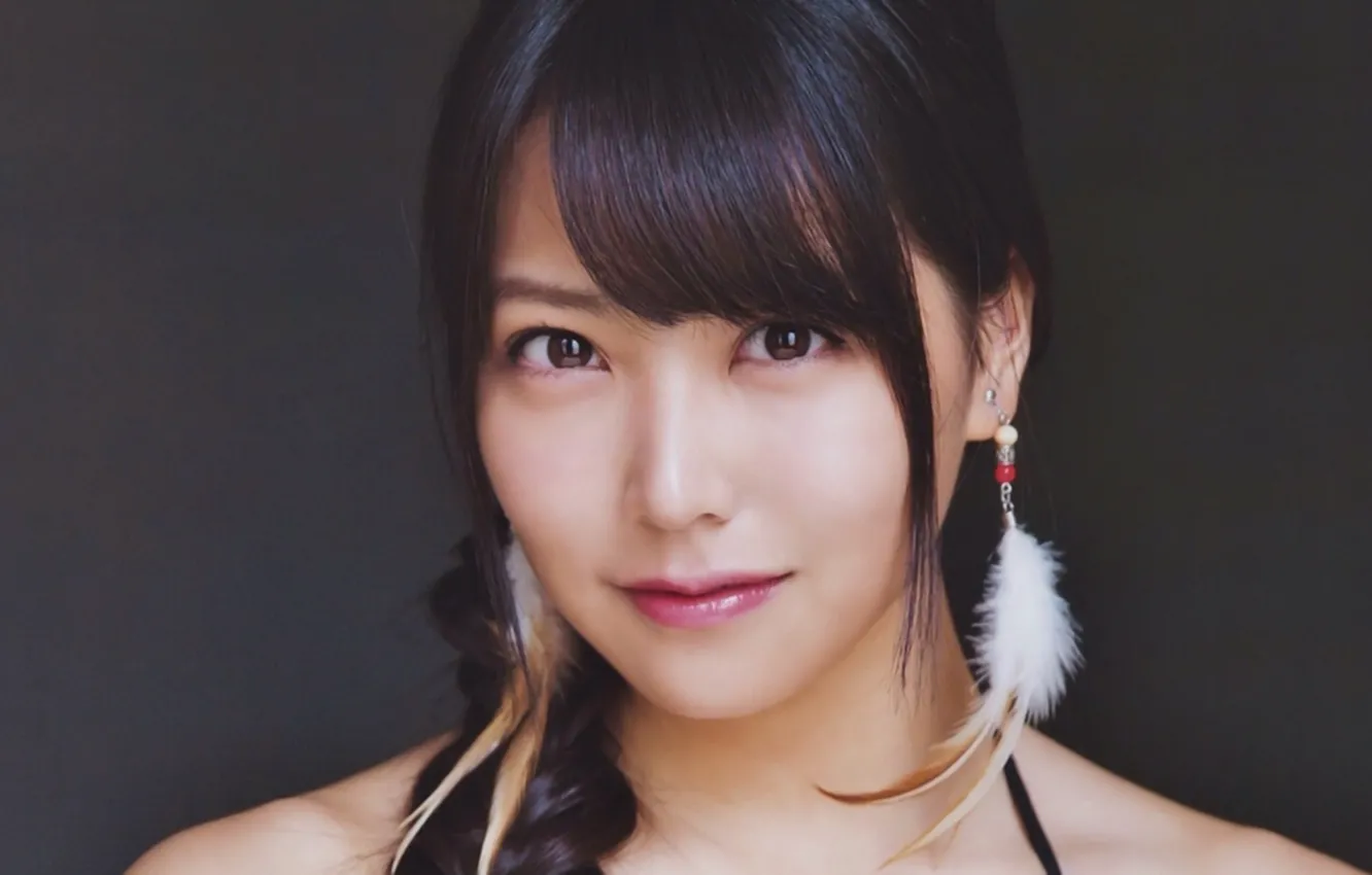 Photo wallpaper girl, long hair, smile, beautiful, pretty, lips, face, asian