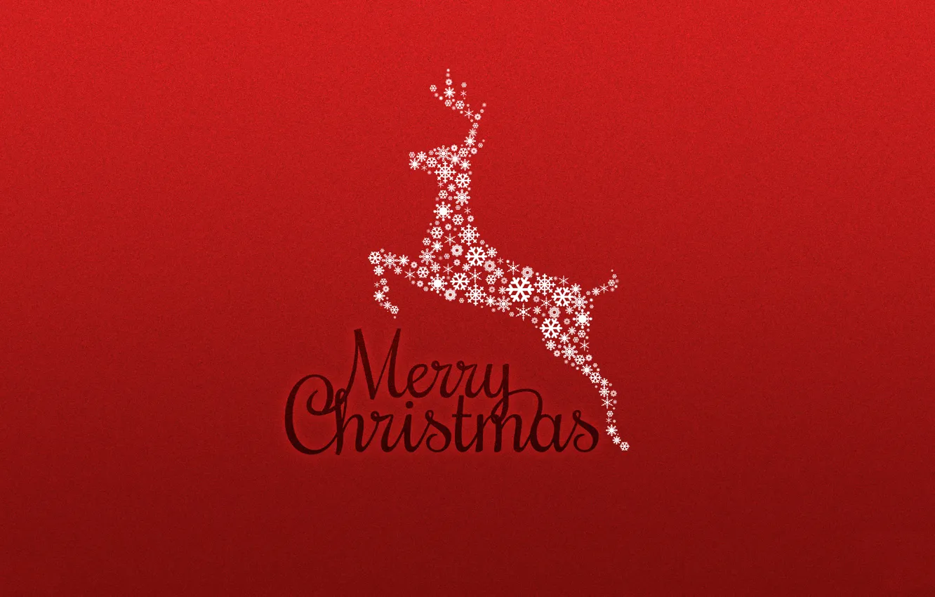 Photo wallpaper red, background, new year, Christmas, minimalism, deer, holidays, merry christmas