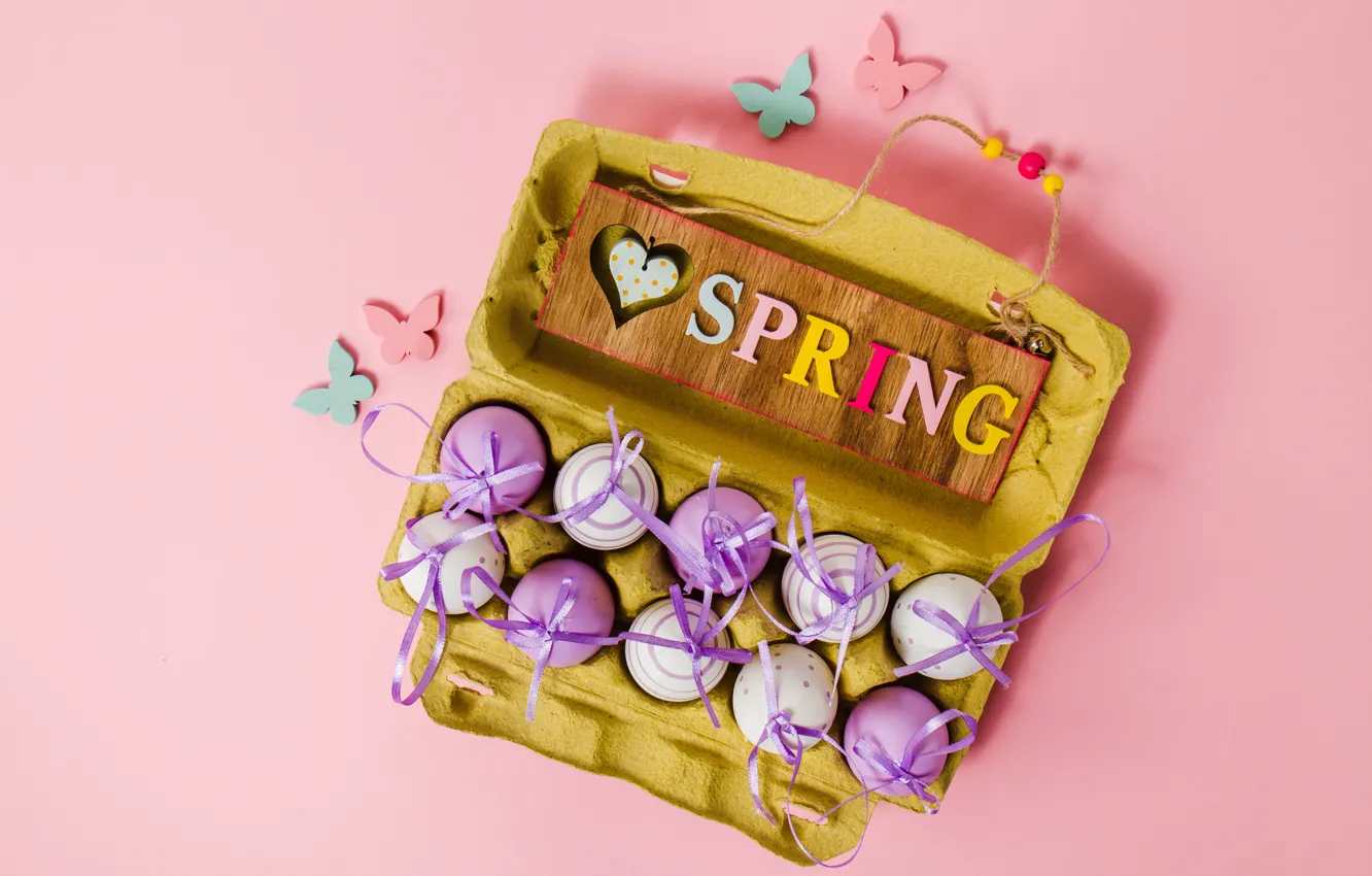 Photo wallpaper background, butterfly, spring, Easter, pink, pink, spring, Easter