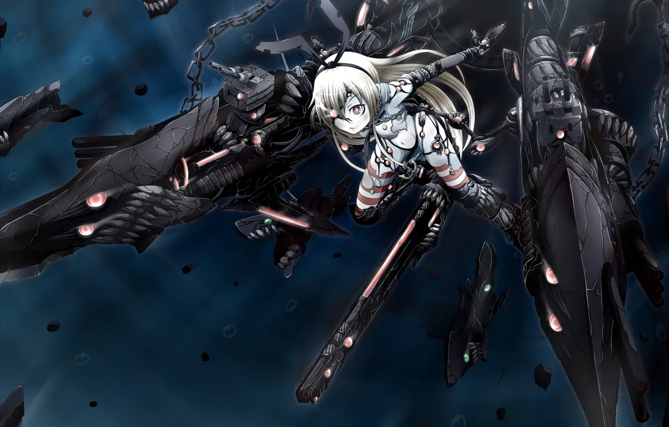 Photo wallpaper girl, weapons, anime, art, monsters, kantai collection, ogawa-syou, ha-class