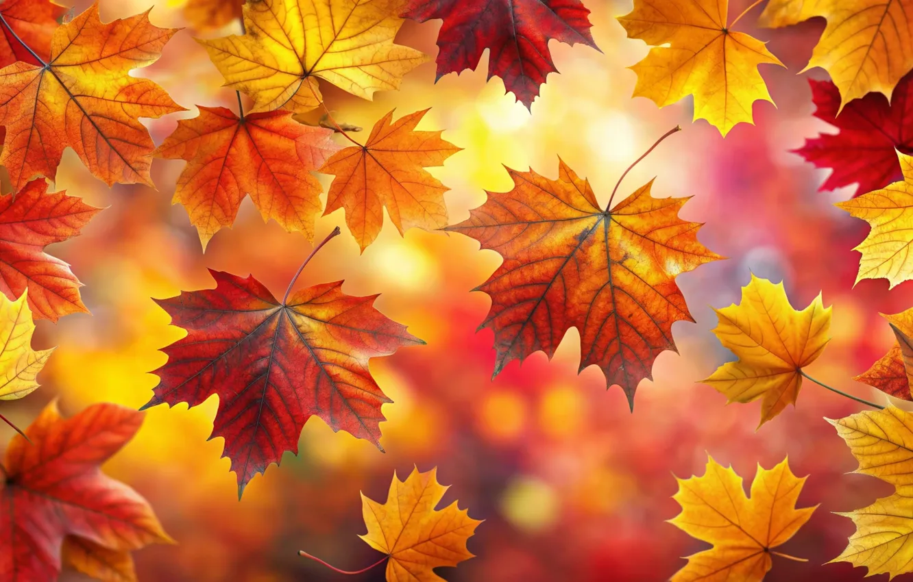 Photo wallpaper autumn, leaves, background, colorful, maple, background, autumn, leaves