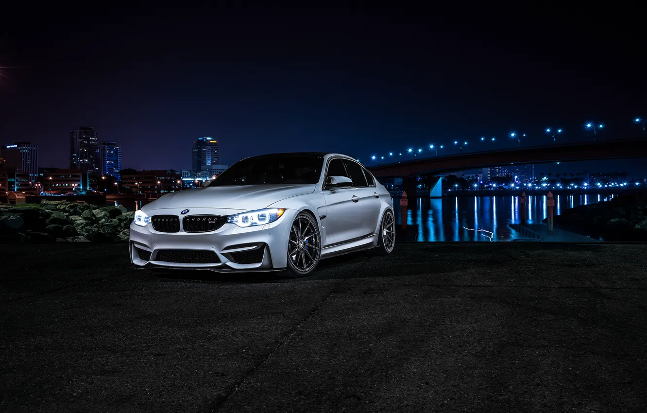 Photo wallpaper BMW, Dark, Front, Bridge, Wheels, Before, Motors, Garde