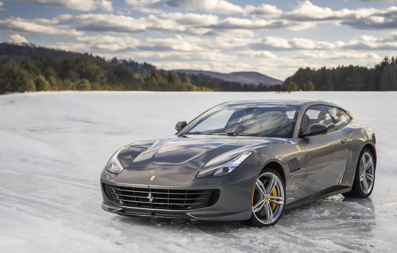 Photo wallpaper Snow, Ice, Supercar, Ferrari FF