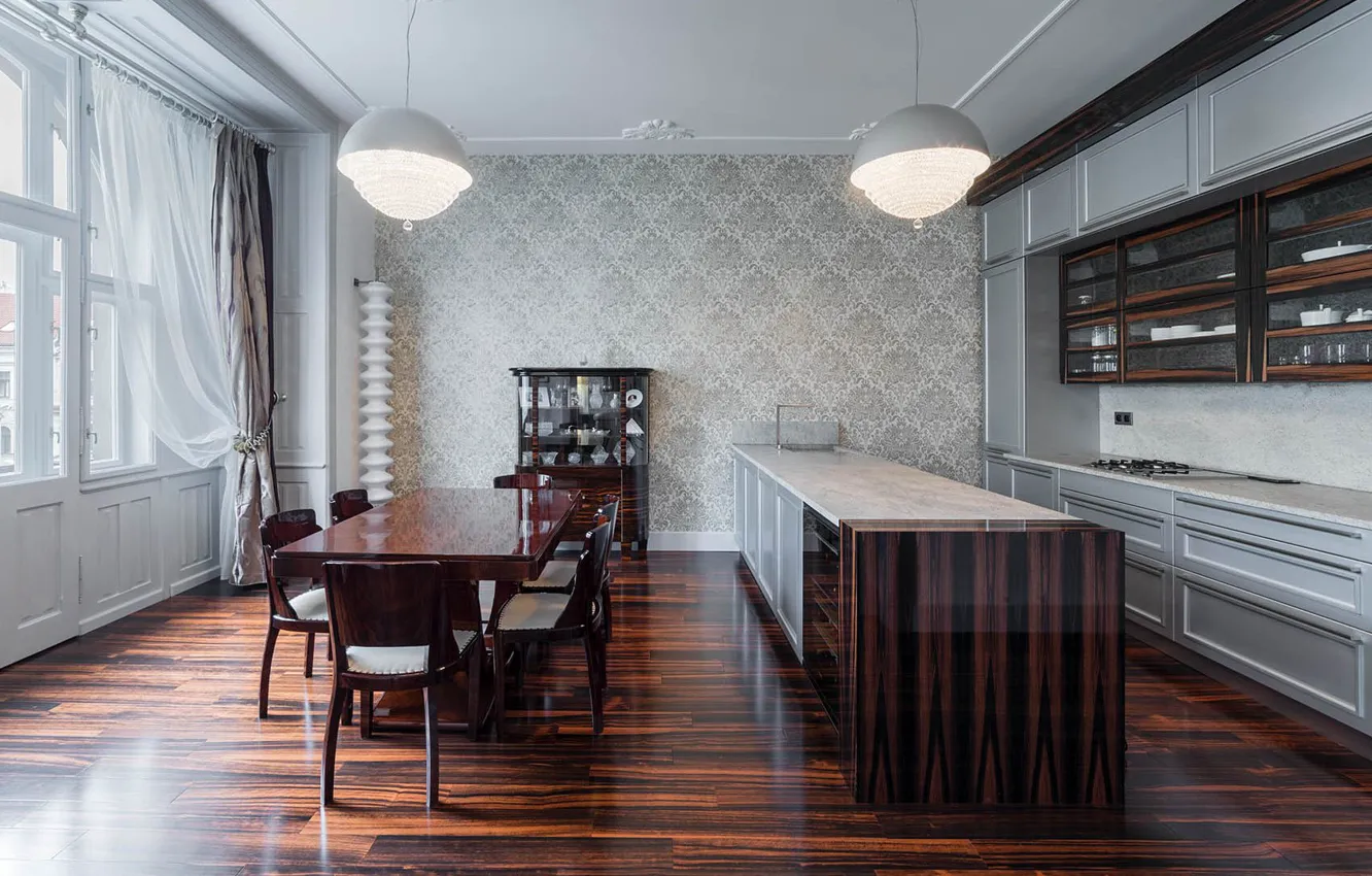 Photo wallpaper design, interior, kitchen, dining room