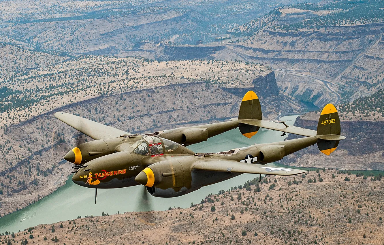 Photo wallpaper flight, fighter, Lightning, P-38