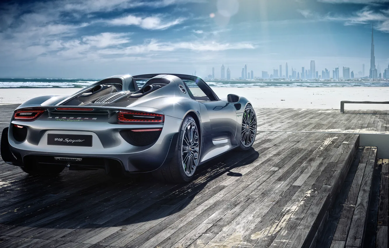 Photo wallpaper rendering, Porsche, supercar, Dubai, Spyder, 918