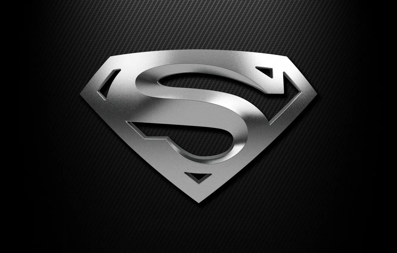 Photo wallpaper Superman, shield, gray, Silver, balck