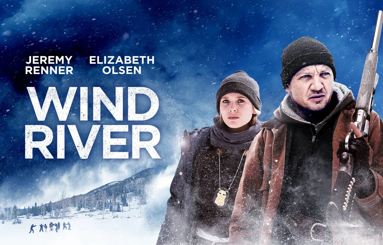 Photo wallpaper weapons, Jeremy Renner, Elizabeth Olsen, Wind River, Windy river, Giton