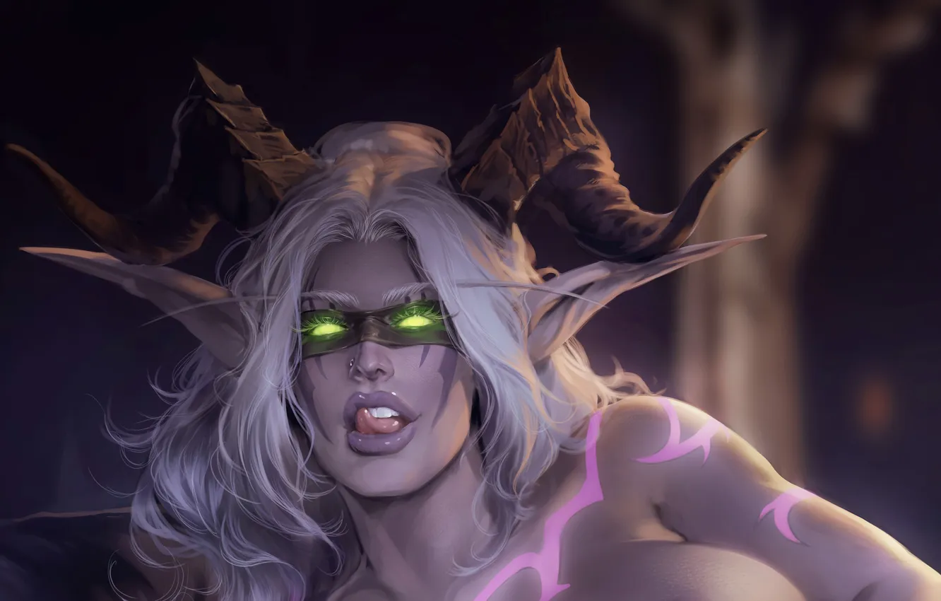 Photo wallpaper demon, girl, wow, tattoo, Demon Hunter