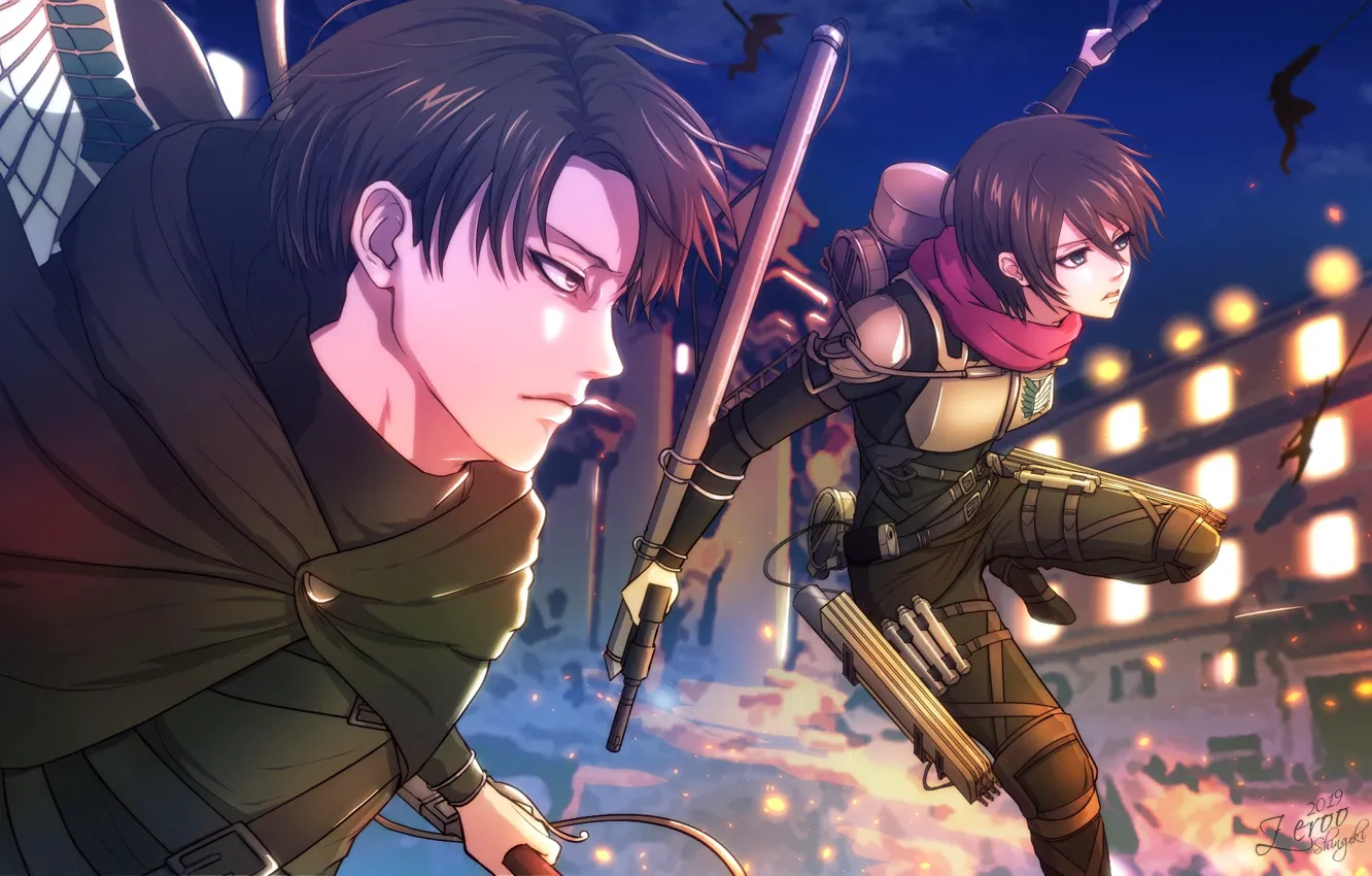 Photo wallpaper Mikasa, Attack Of The Titans, Shingeki No Kyojin, Levi, zeroo7x