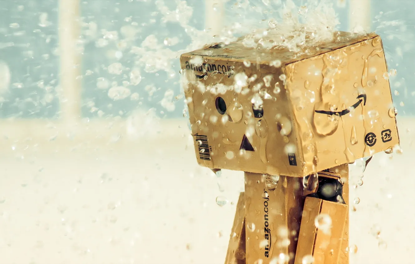 Photo wallpaper rain, box, amazon