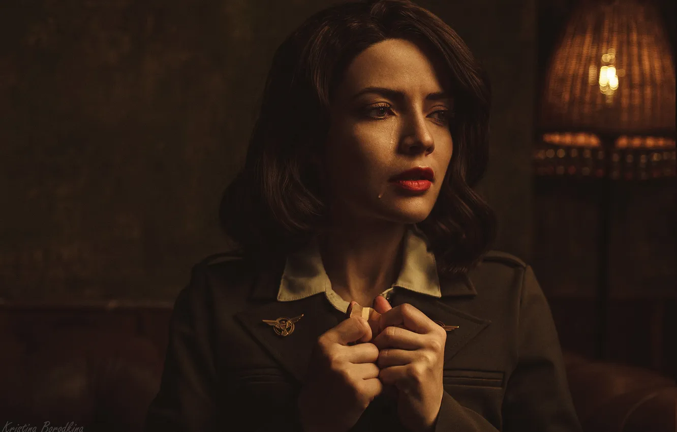 Photo wallpaper brunette, tears, lamp, image, crying, Catherine Semadeni, Kristina Borodkina