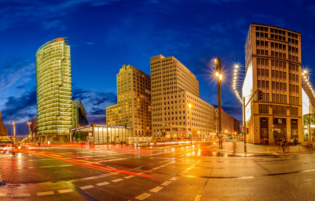 Photo wallpaper lights, building, Germany, lights, Berlin