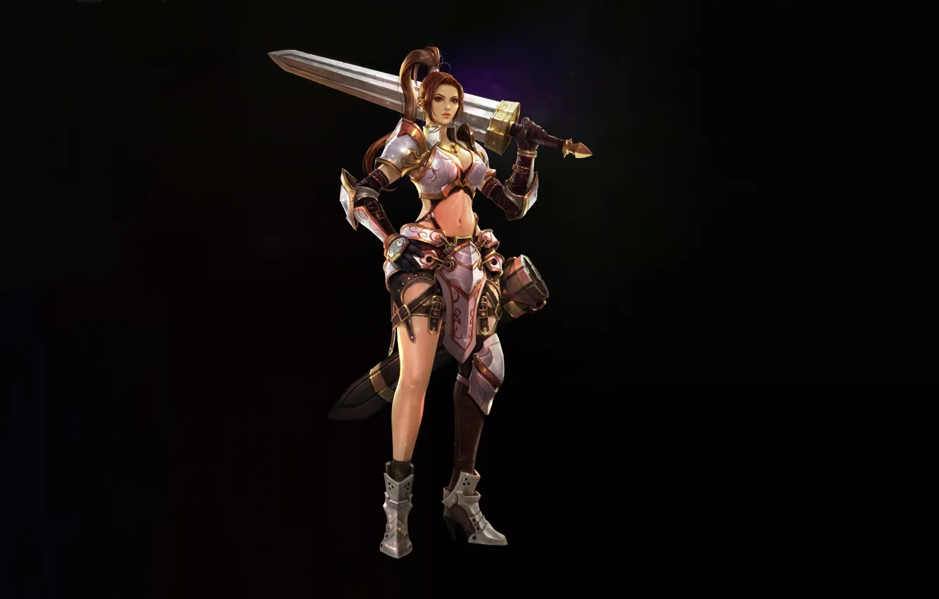 Photo wallpaper girl, fiction, minimalism, art, girl, sword, fantasy, lineage