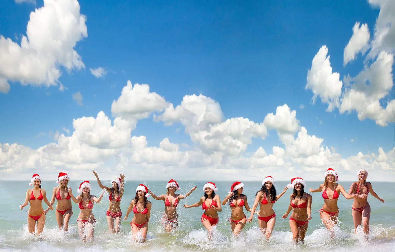 Photo wallpaper sea, wave, the sky, clouds