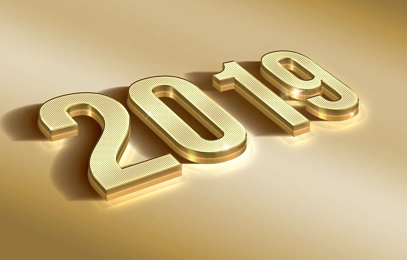 Photo wallpaper New year, gold, 2019