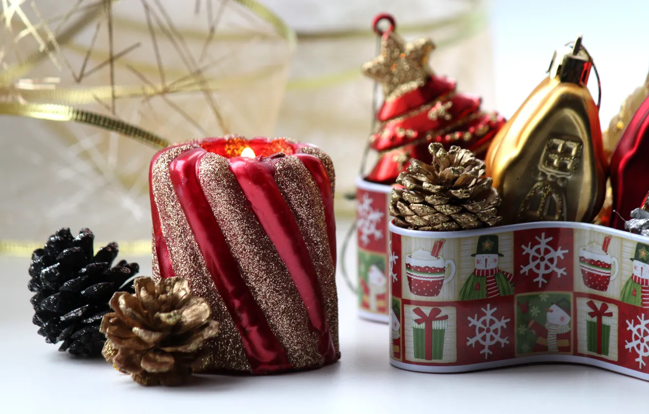 Photo wallpaper balls, decoration, holiday, new year, Christmas, Christmas, New Year