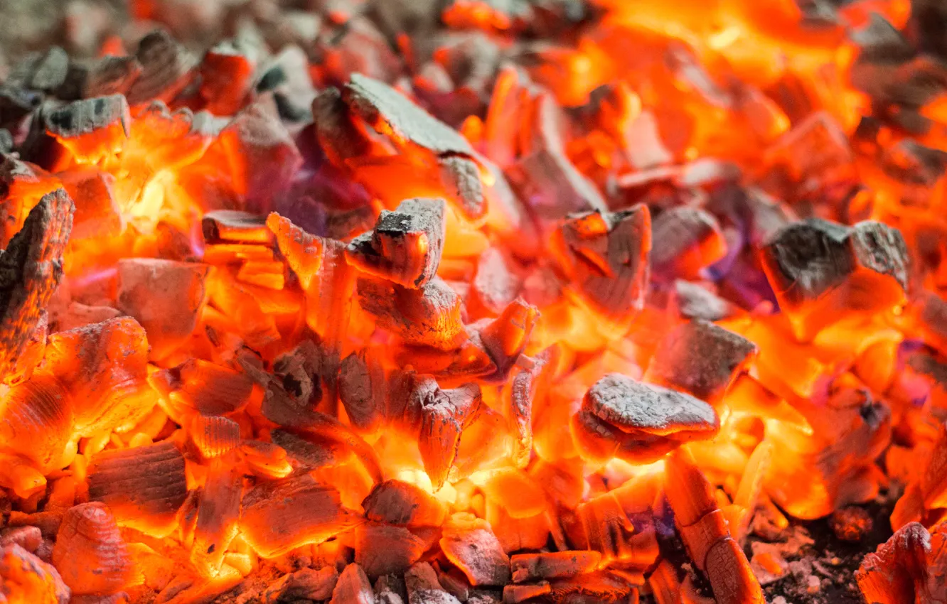 Photo wallpaper fire, coal, burn