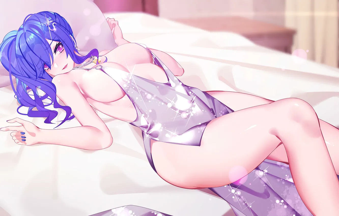 Photo wallpaper sexy girls, blue line, St Louis