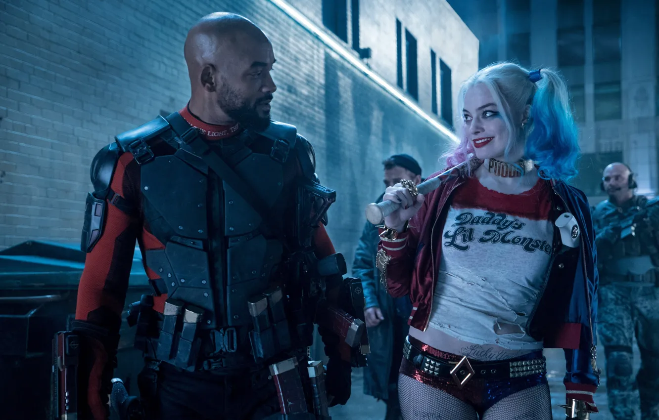 Photo wallpaper Will Smith, DC Comics, Deadshot, Harley Quinn, Margot Robbie, Suicide Squad, Suicide squad