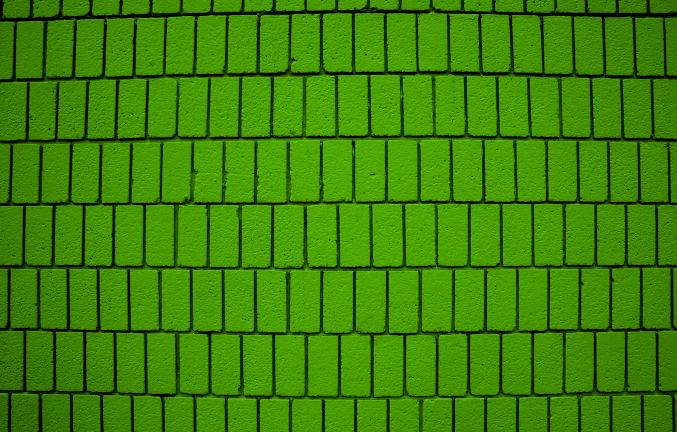 Photo wallpaper green, wall, brick, vertical