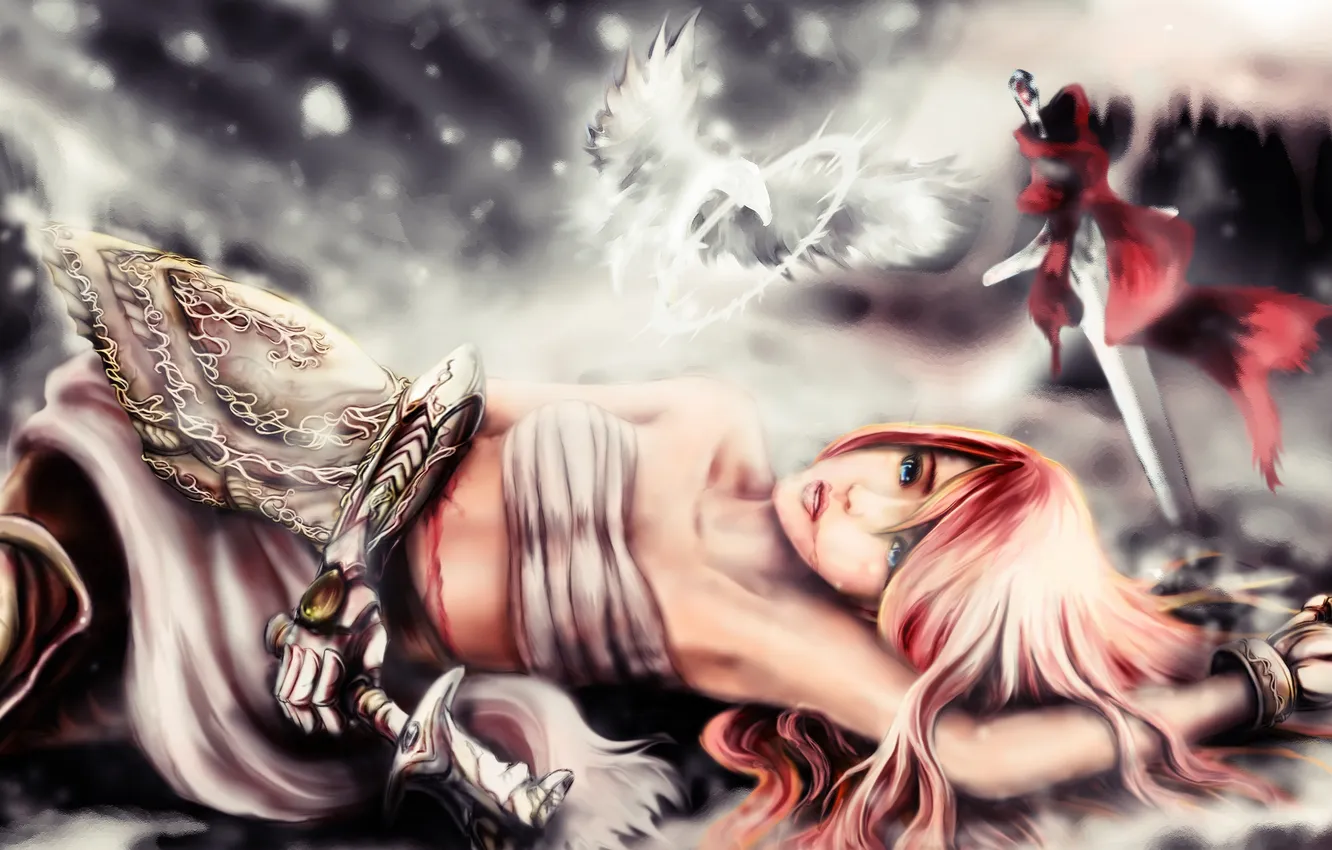 Photo wallpaper girl, fight, sword, warrior, art, girl, art, warrior