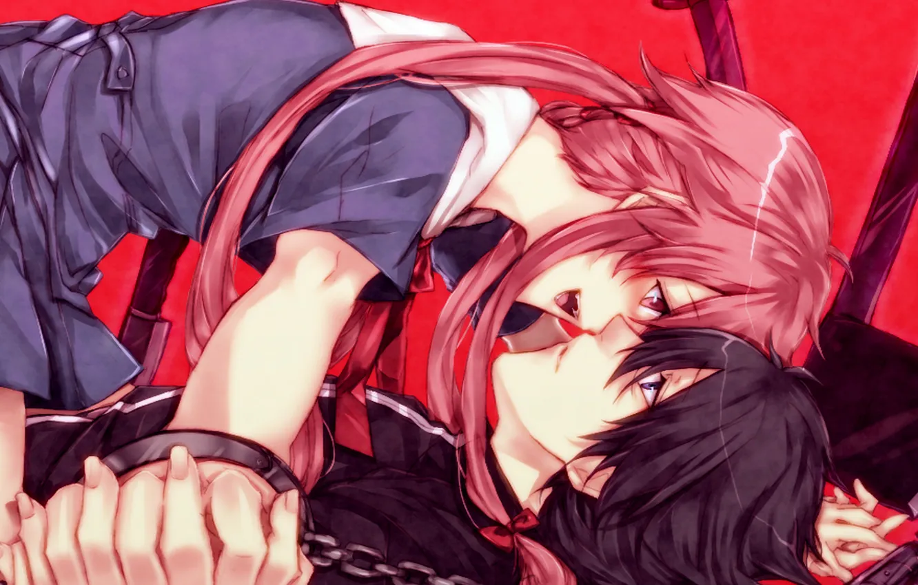 Photo wallpaper kiss, axe, Mirai Nikki, future diary, gasai young, Yukiteru