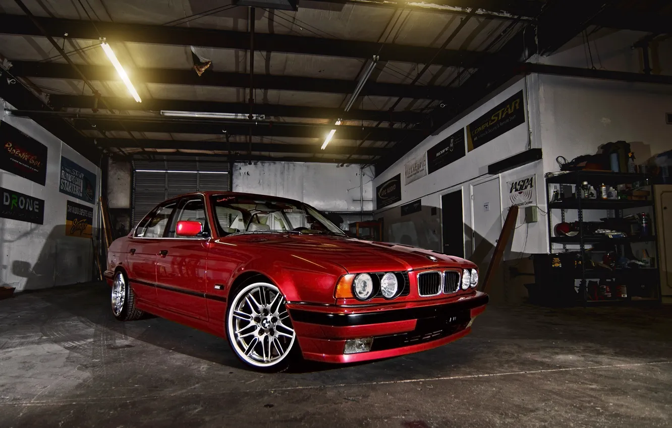 Photo wallpaper BMW, E34, RED, 540i
