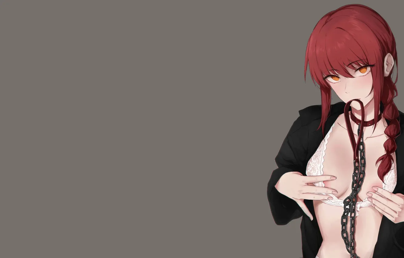 Photo wallpaper girl, hot, sexy, bra, red hair, sexy girl, anime, hands