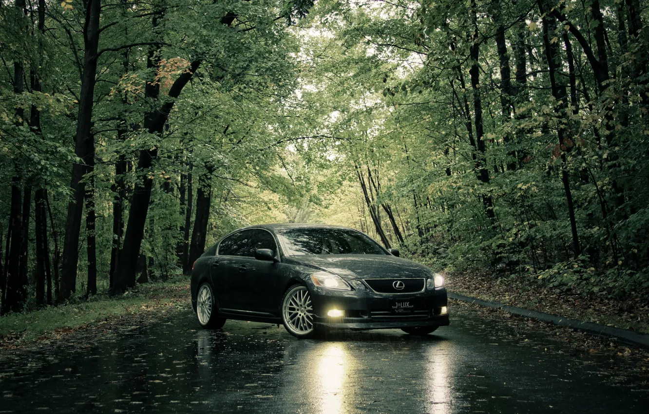 Photo wallpaper road, summer, rain, Lexus