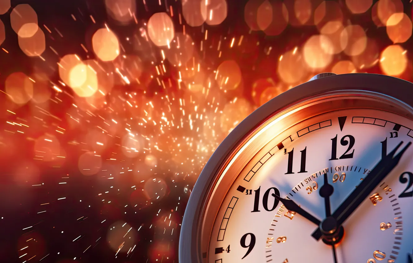 Photo wallpaper light, time, lights, lights, watch, new year, salute, Christmas