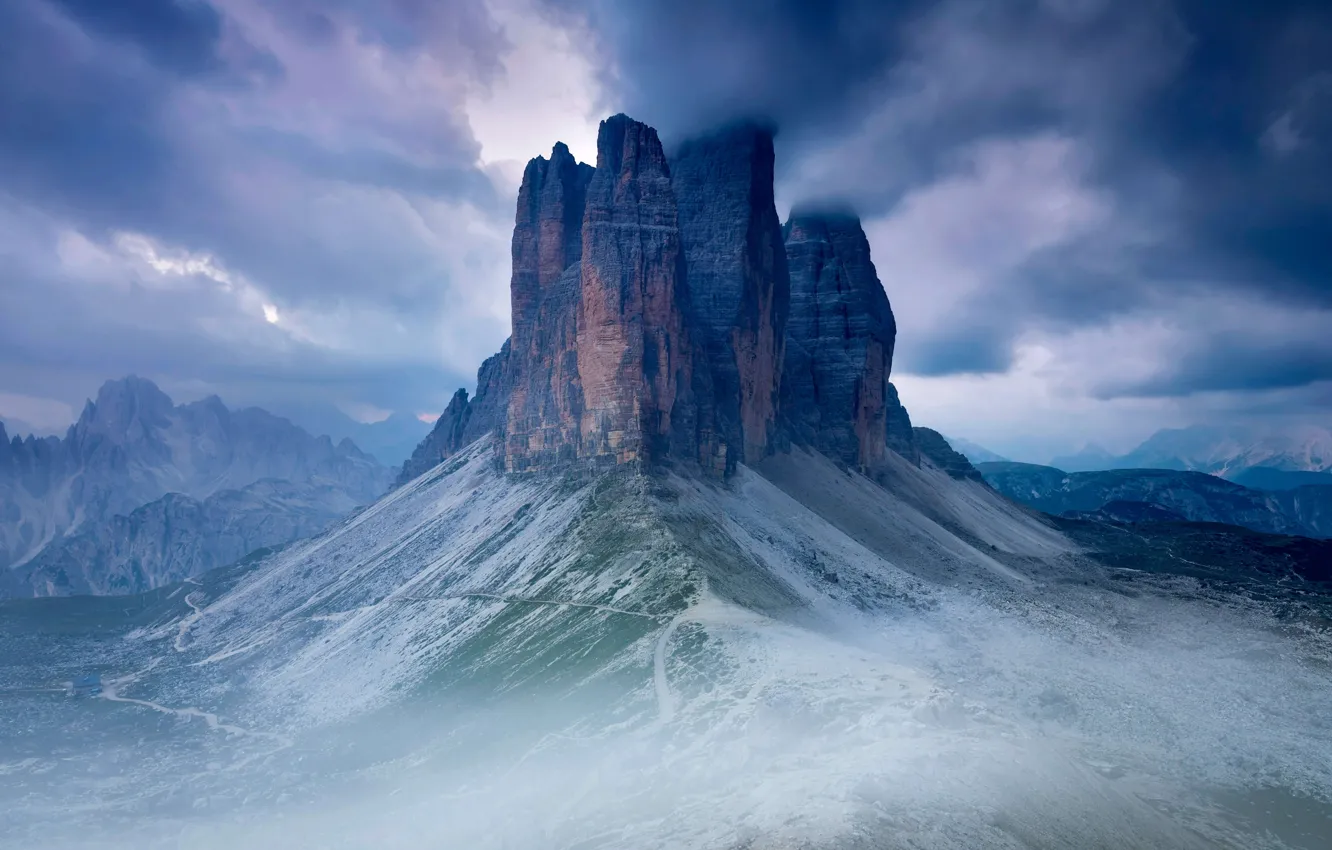 Photo wallpaper mountains, Italy, Tre Cime di Lavaredo, Sexten Dolomites