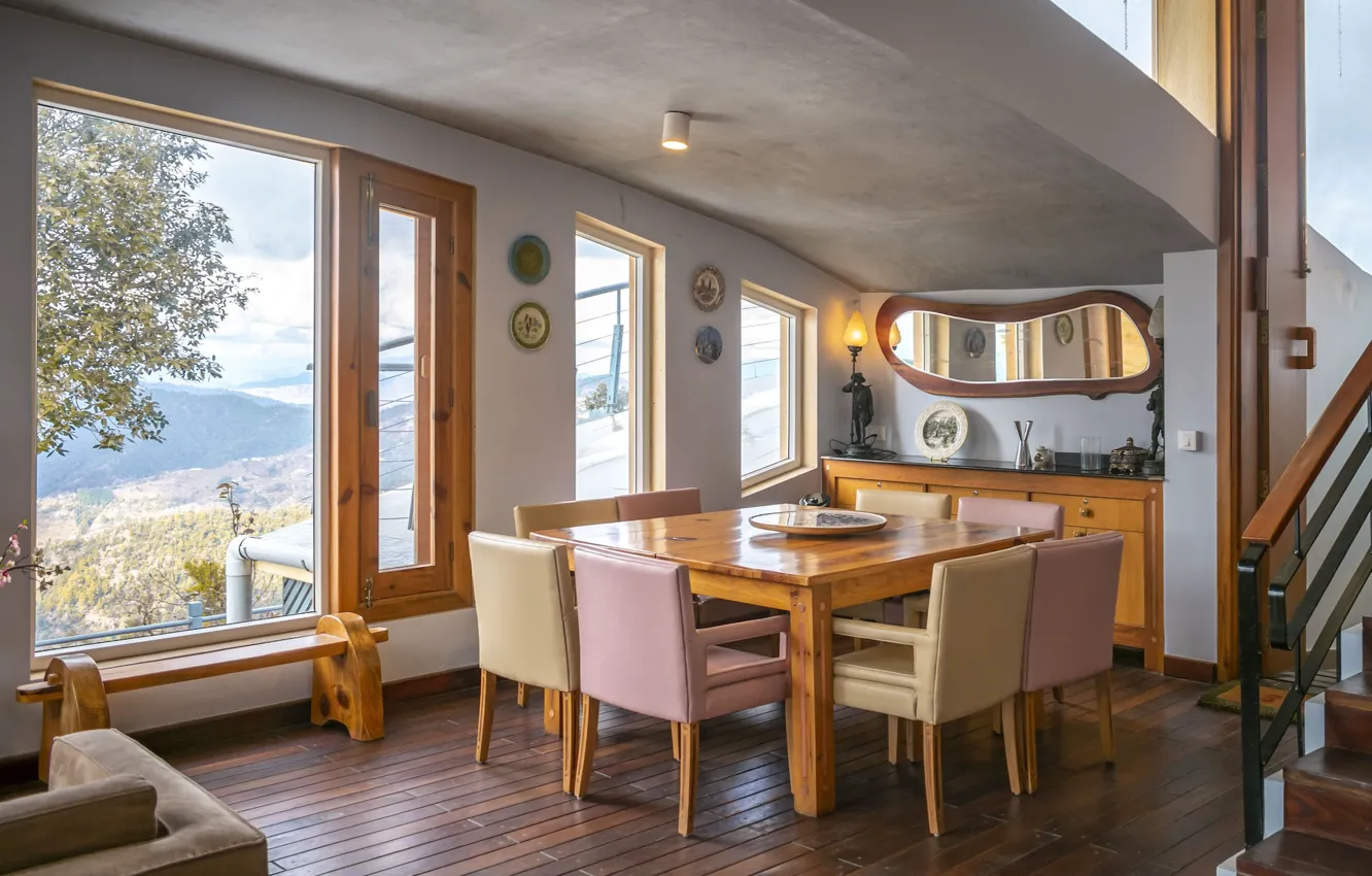 Photo wallpaper design, style, interior, India, dining room, Uttarakand, Uttarakhand, Himalayas Hills