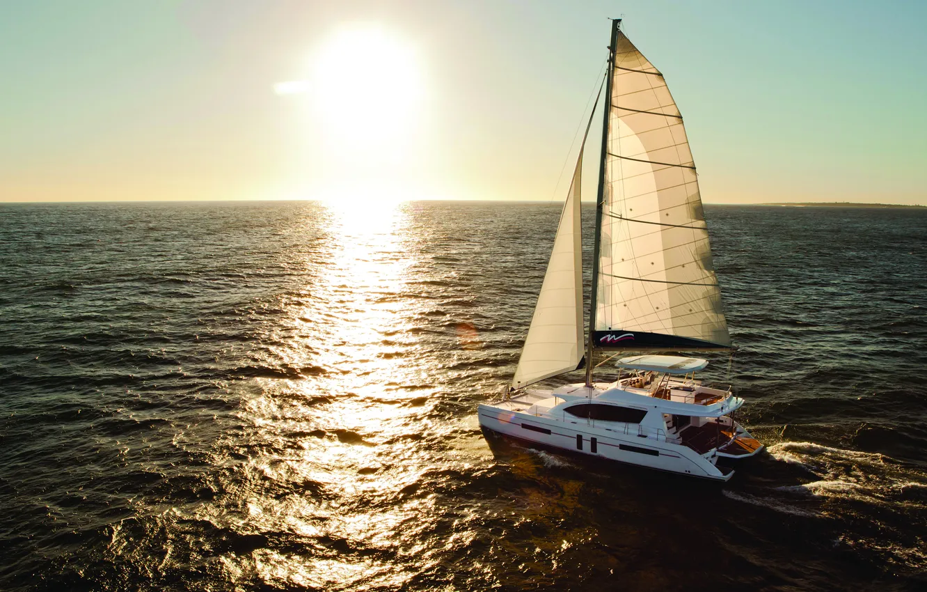 Photo wallpaper sea, the sun, the way, yacht