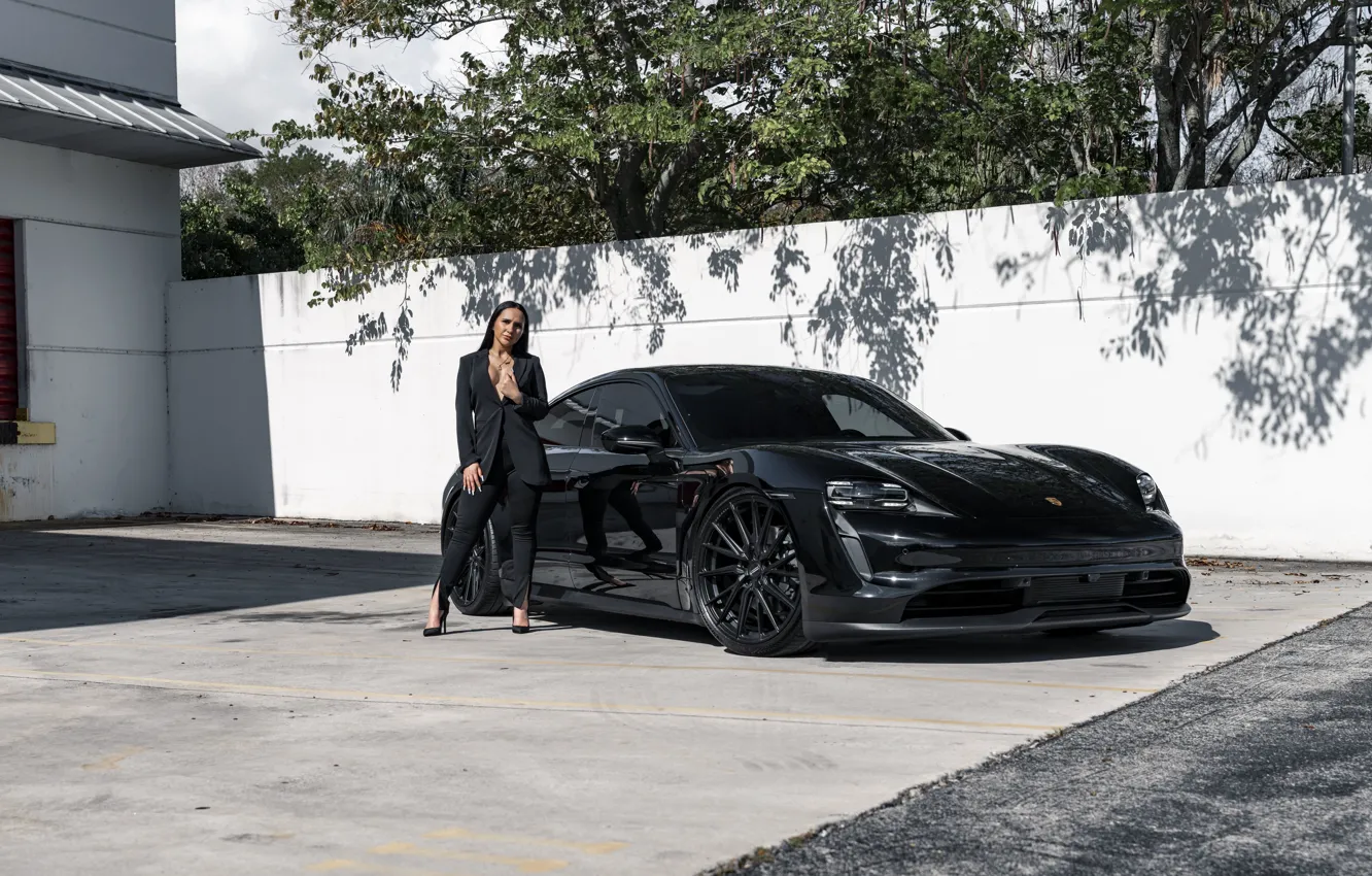 Photo wallpaper girl, shadow, Taycan