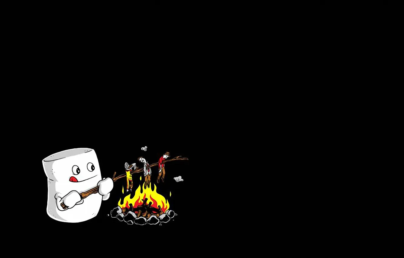 Photo wallpaper humor, the fire, bread, people, fries