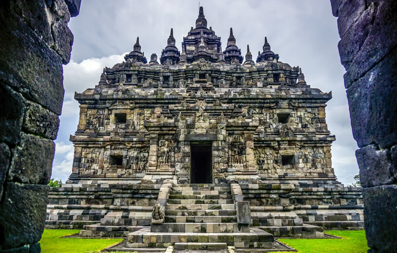 Photo wallpaper the sky, clouds, clouds, Indonesia, temple, ruins, architecture, chandi plaosan