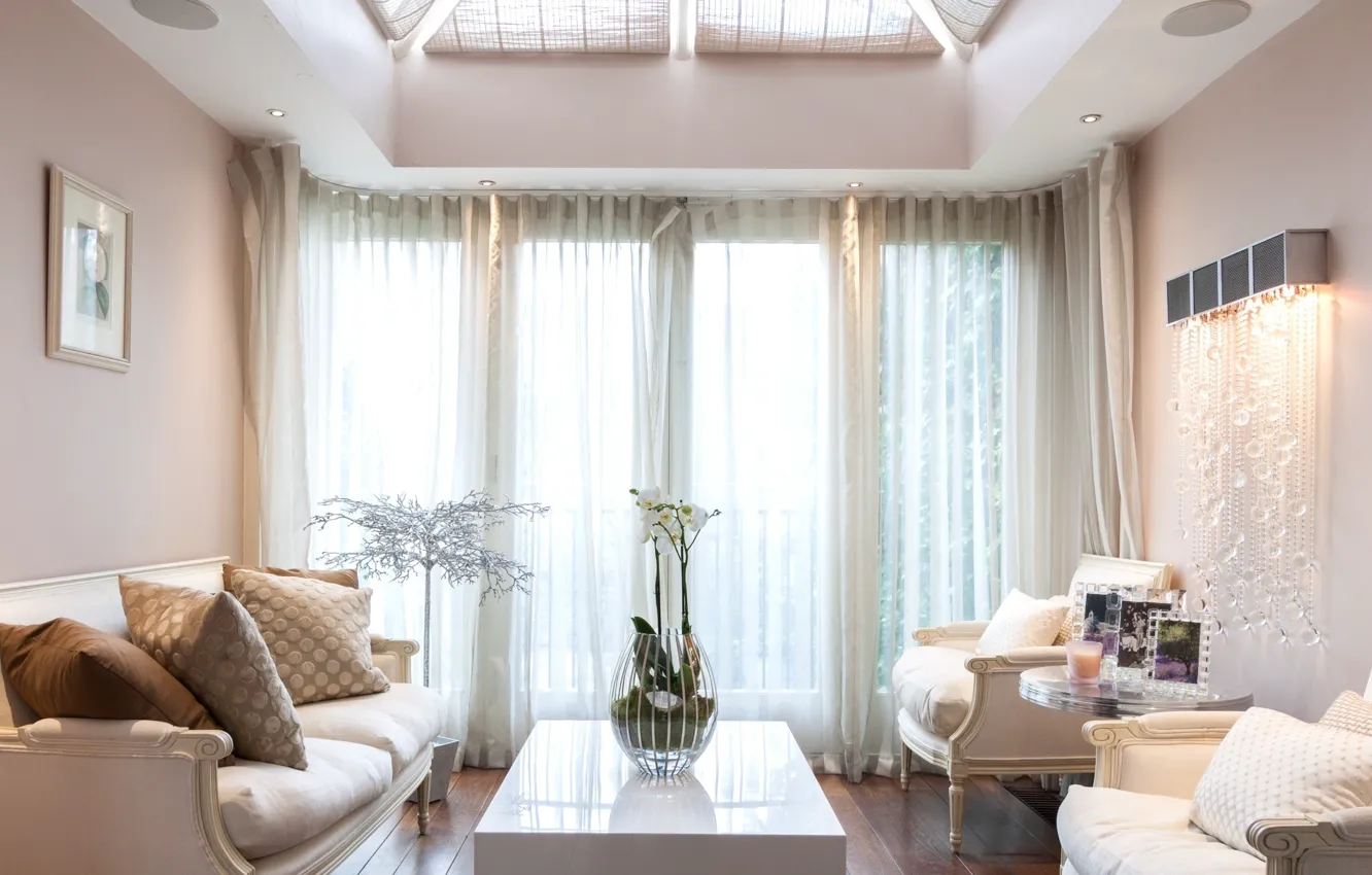 Photo wallpaper sofa, interior, window, living room