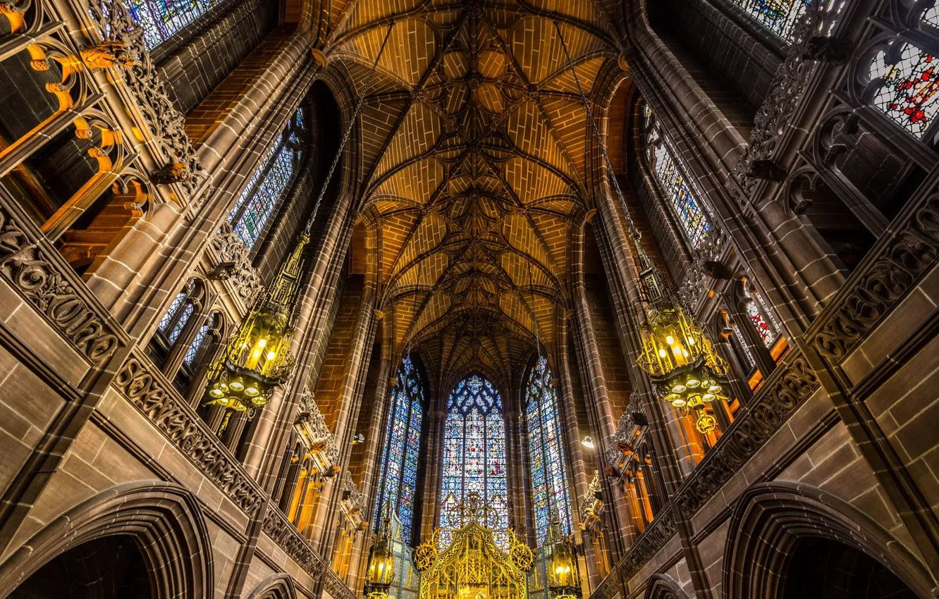 Photo wallpaper England, Liverpool, Cathedral, the nave