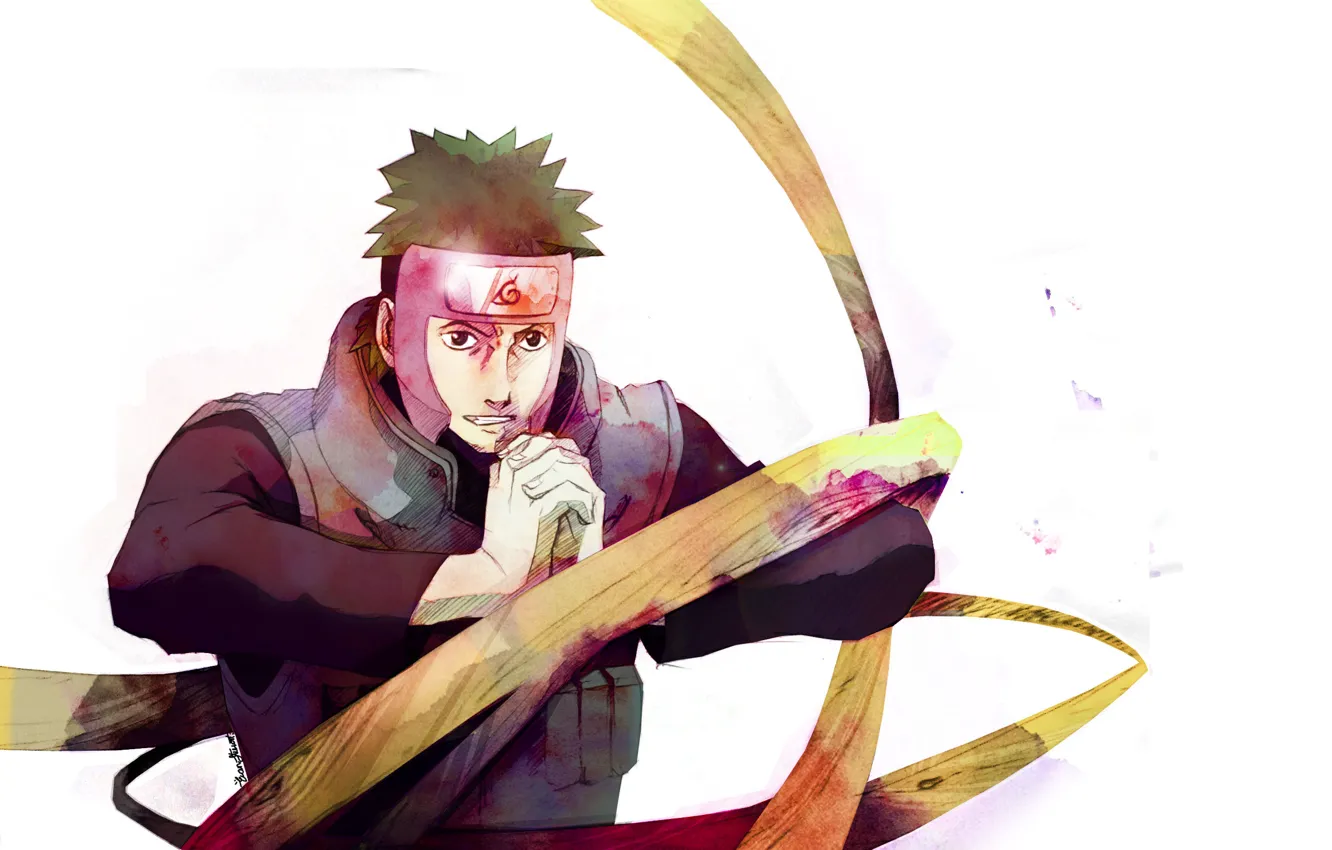 Photo wallpaper white background, naruto, Yamato, wood machinery