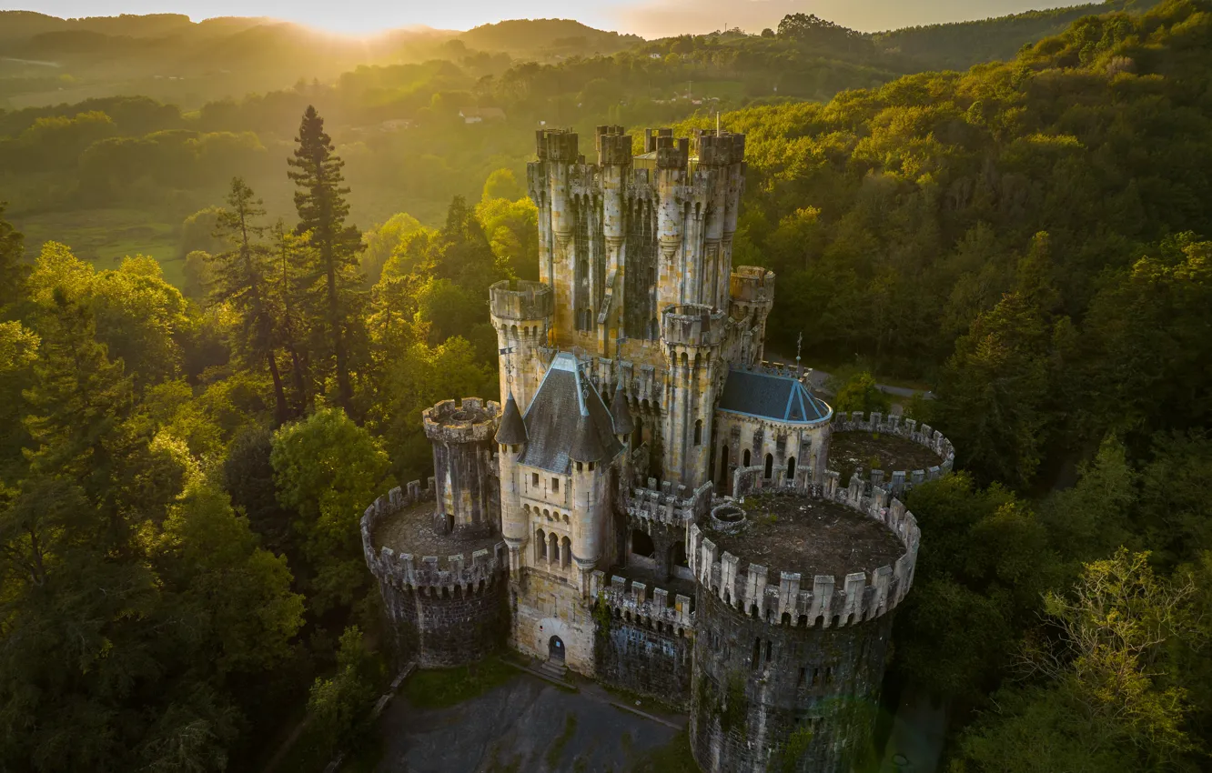 Photo wallpaper forest, castle, architecture, Spain, Spain, Biscay, Basque Country, Alex Roman