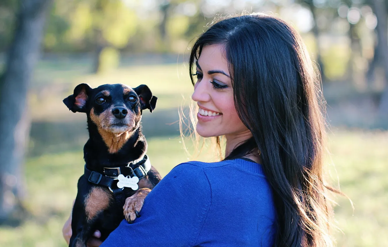 Photo wallpaper girl, mood, dog